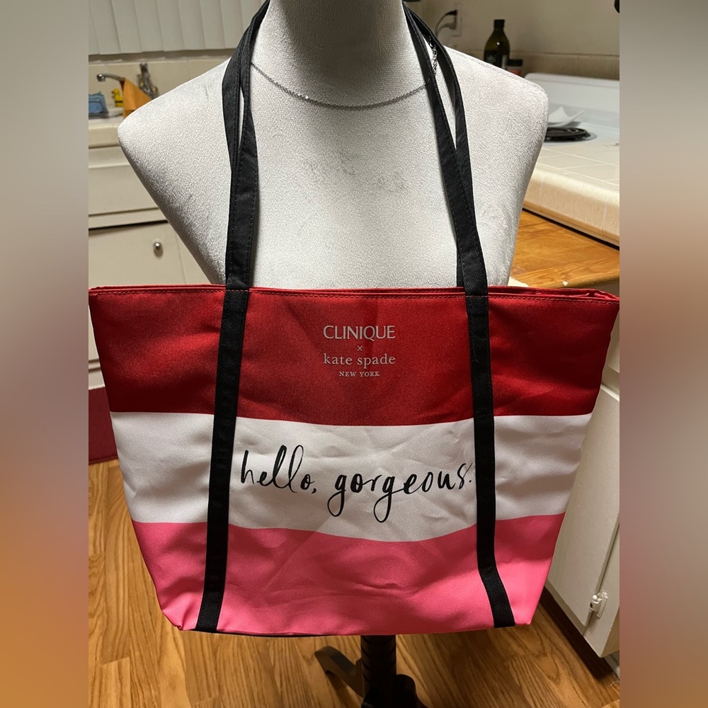 kate spade Red, White & Pink Striped Tote - "hello, gorgeous."